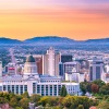 salt lake city taken from the top of city creek canyon at sunset